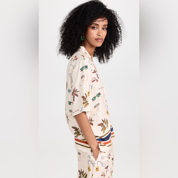 $250 Scotch & Soda Printed camp shirt tropical striped button up blouse silk‎ - Picture 6 of 11